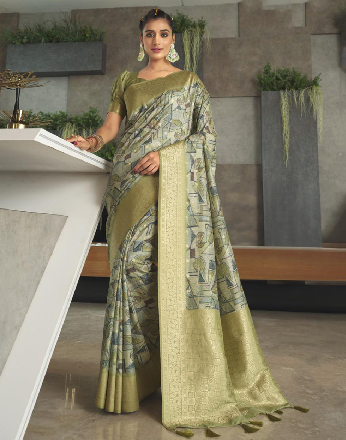 Light Green Party Wear Art Silk Saree