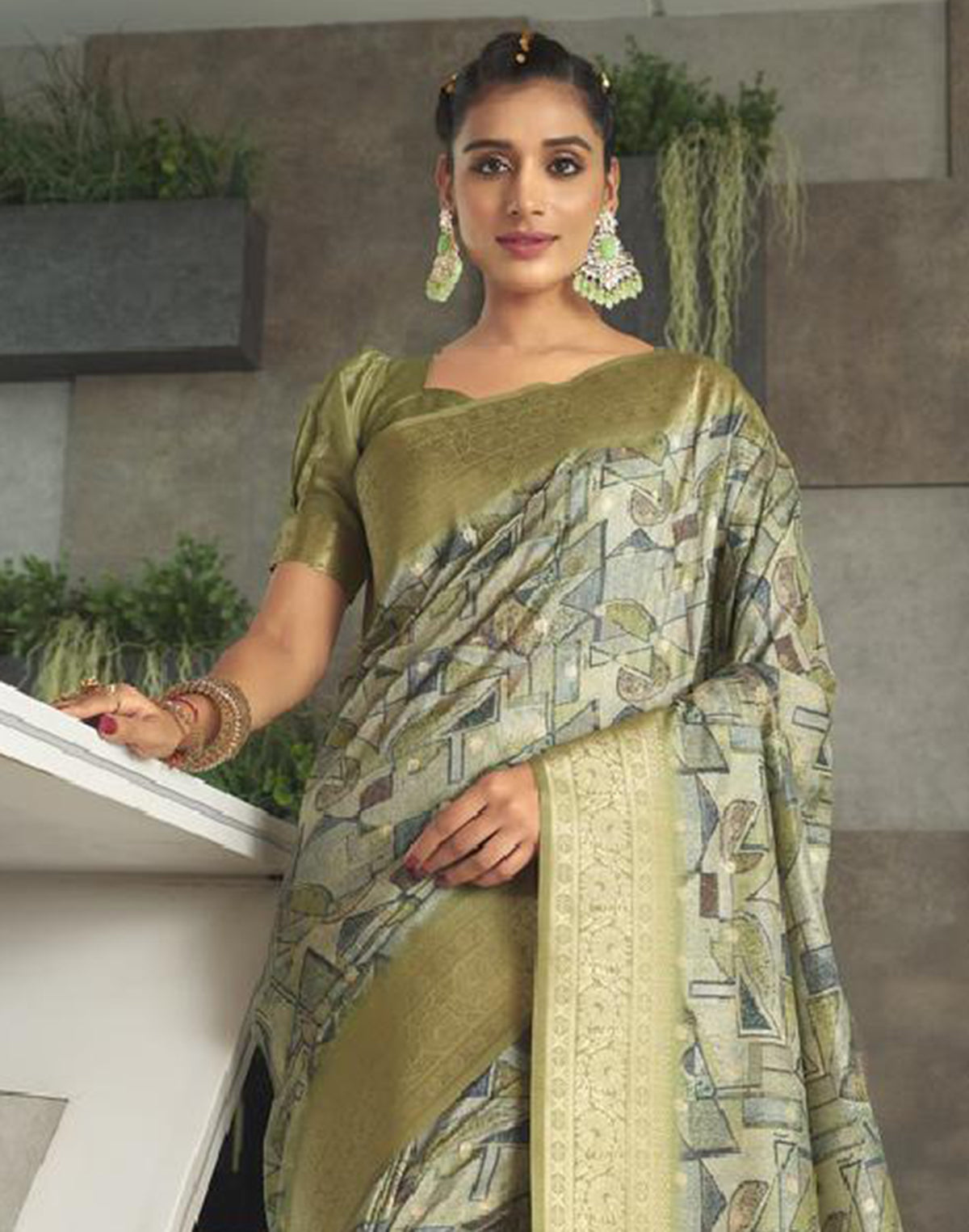 Light Green Party Wear Art Silk Saree