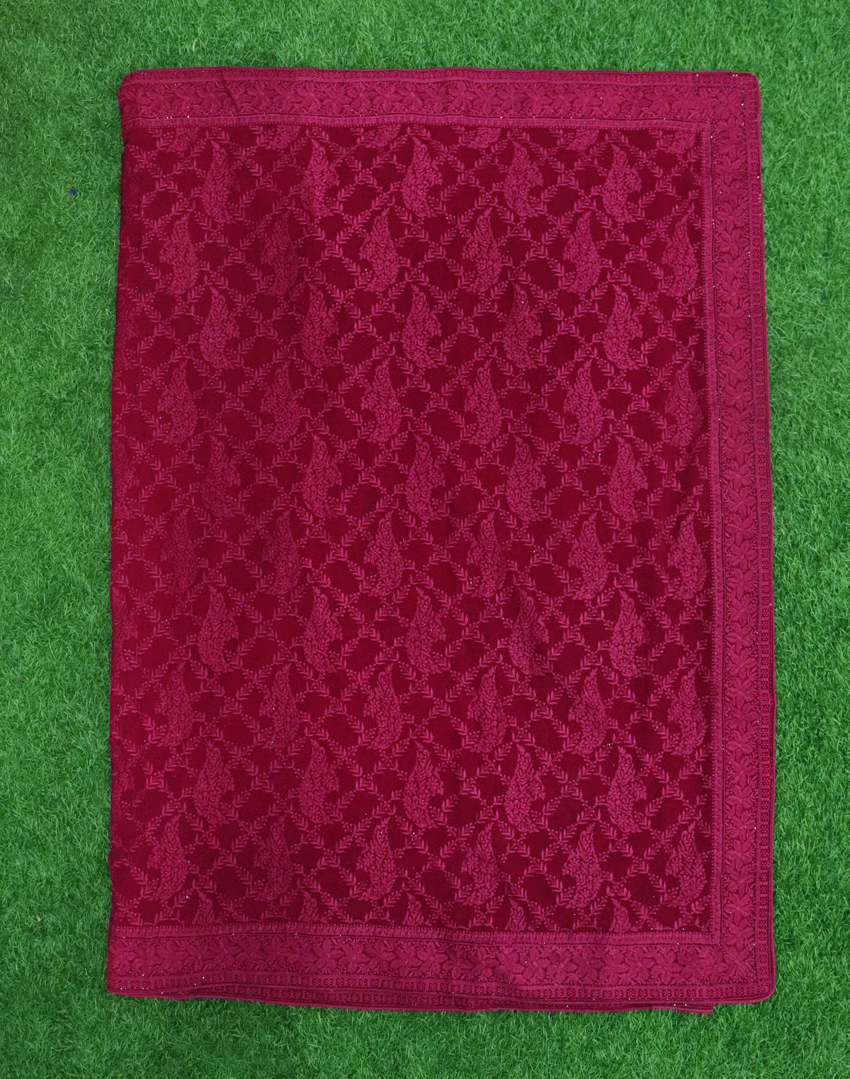 Maroon all over Chikankari work Georgette Saree