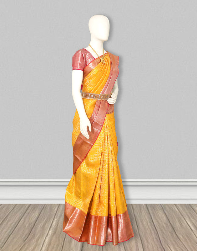 Elegant Yellow Coloured Kanchi Pattu Pure Silk Saree