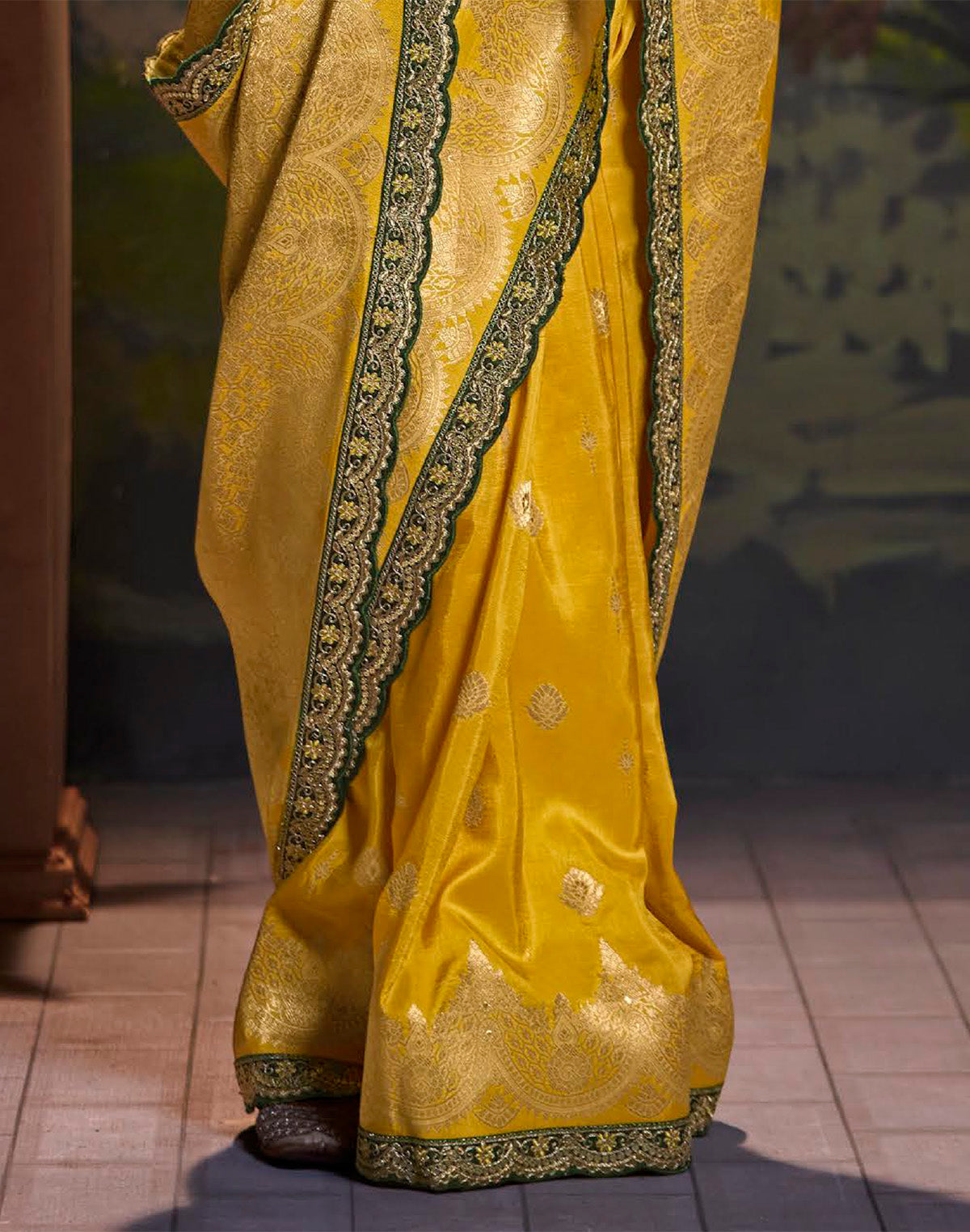 Yellow Coloured Pure Dola Silk Saree with Embroidery Blouse