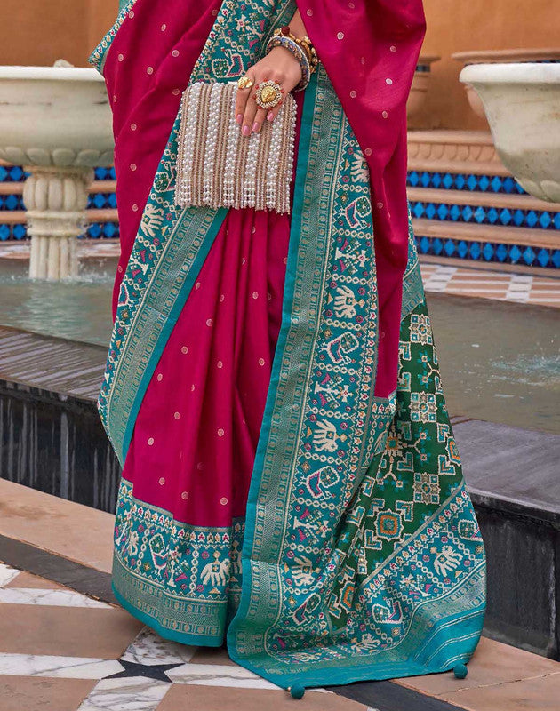 Rani Pink Butta Patola Silk Saree