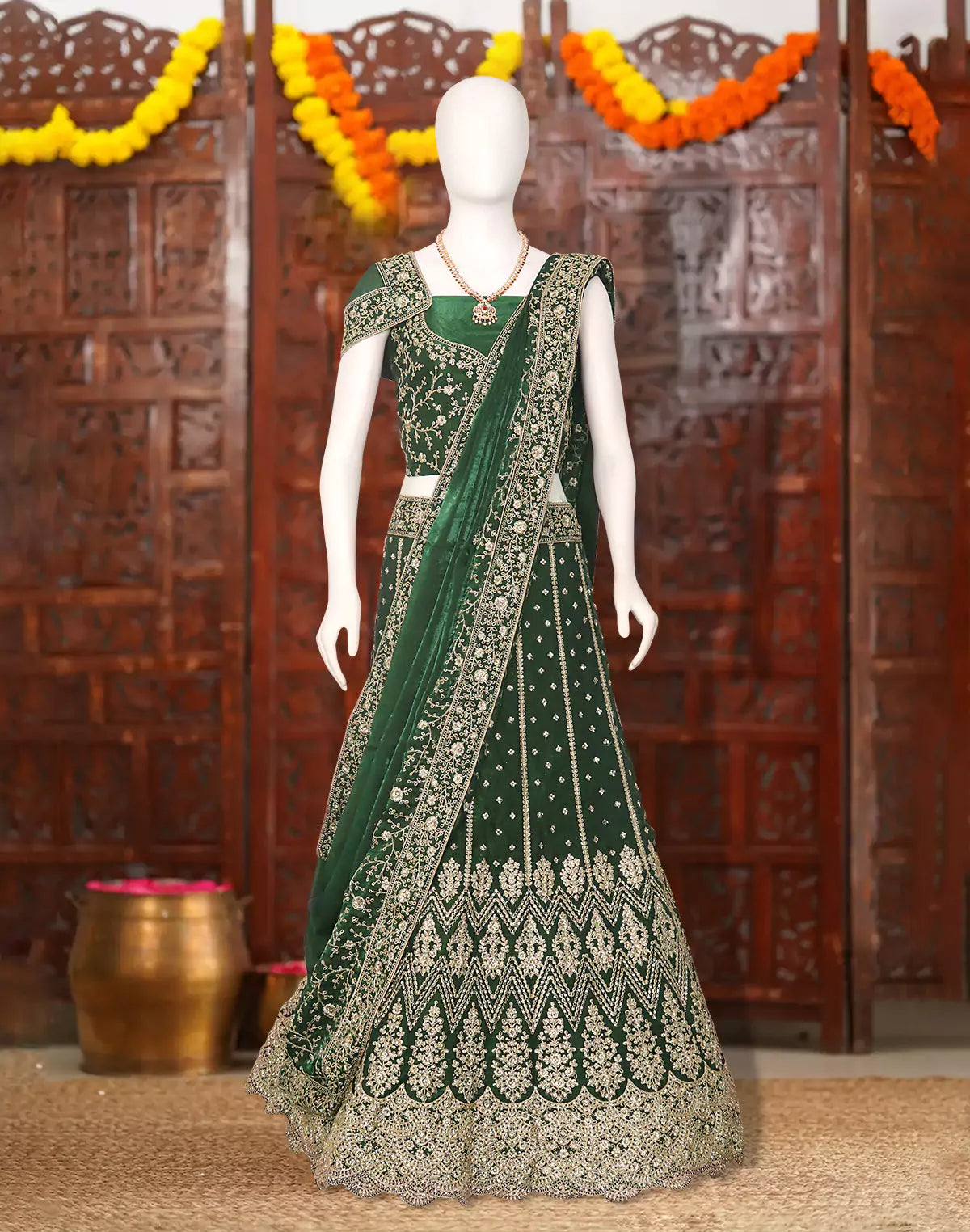 Beautifully Jimmy Choo Rama Color Heavy Stones with Zari work Lehenga Set