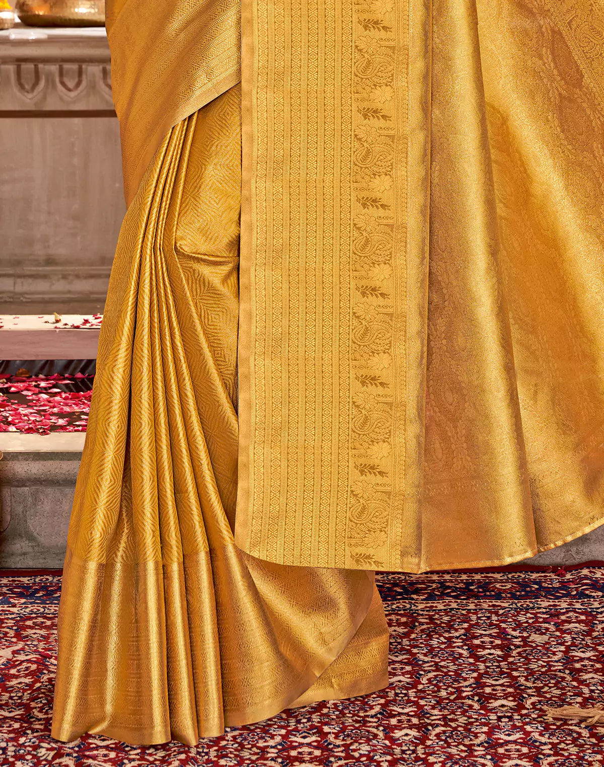 Light Yellow Self Design Semi Silk Saree