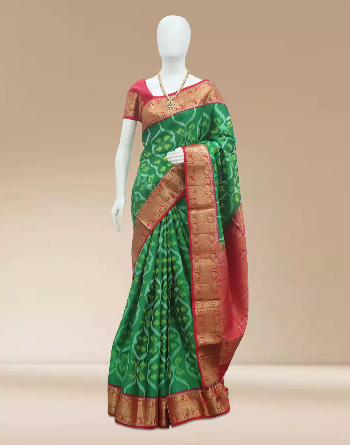 Green and Pink Coimbatore Pure Silk Saree with Contrast Blouse