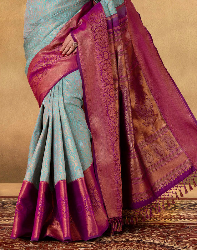 Elegant Sea Green Soft Banaras Silk Saree