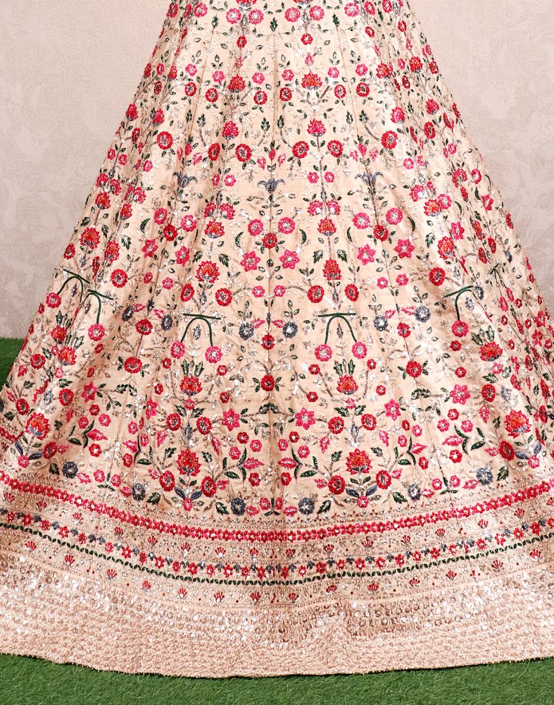 Designer Beige Colour Floral Beautiful Embellished Dress Gown