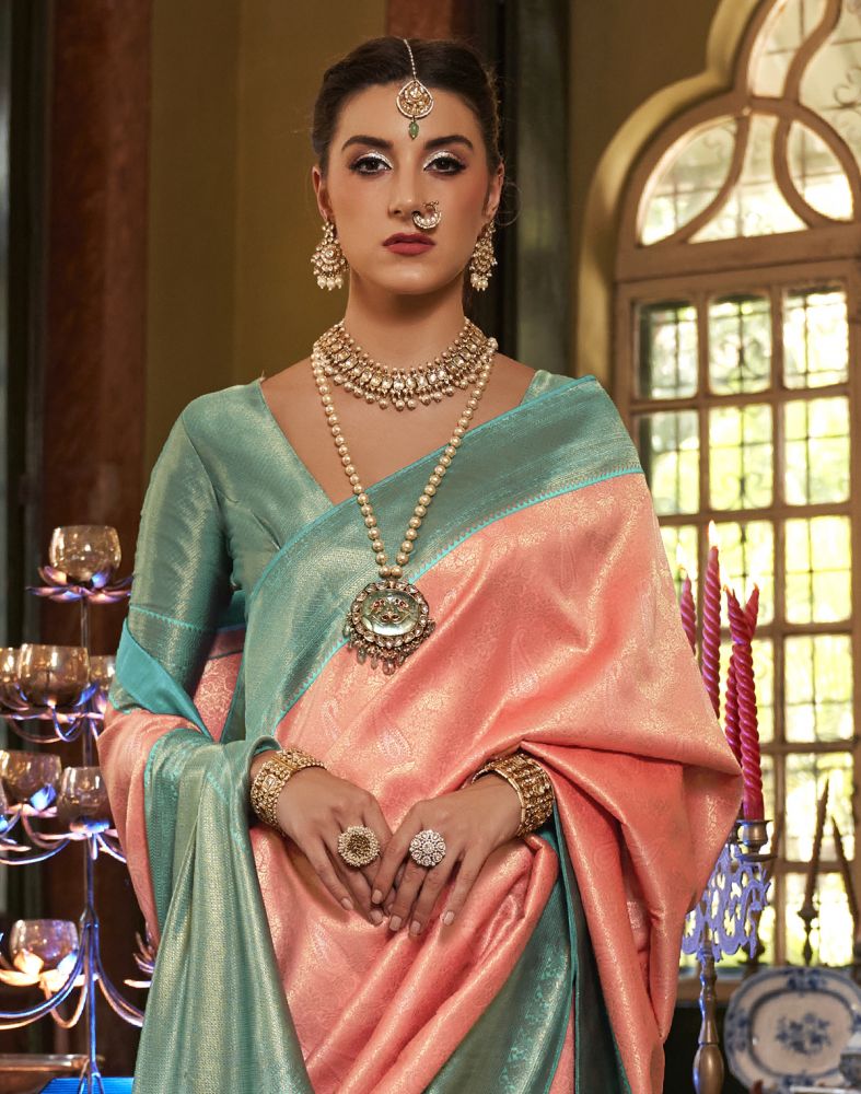 Orange Floral Pattern Soft Silk Designer Saree