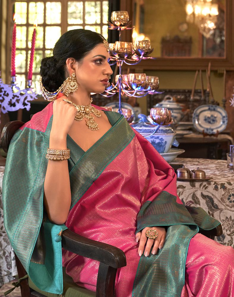 Dazzling Magenta Coloured Soft Silk Saree