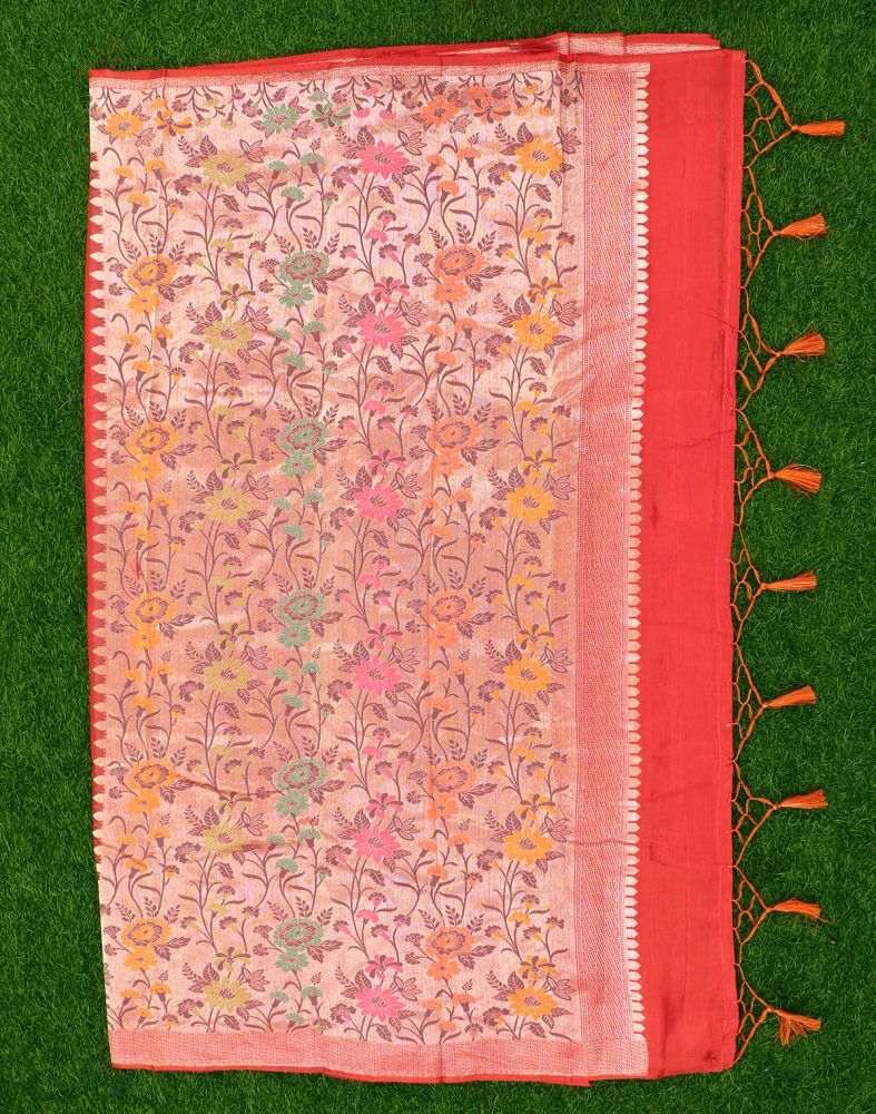 Coral Floral Floral Banaras Fancy Saree