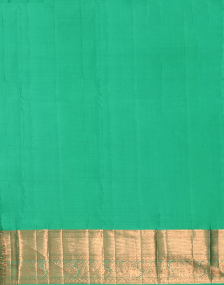 Sea Green Floral Pattern Pure Kanchi Pattu Saree