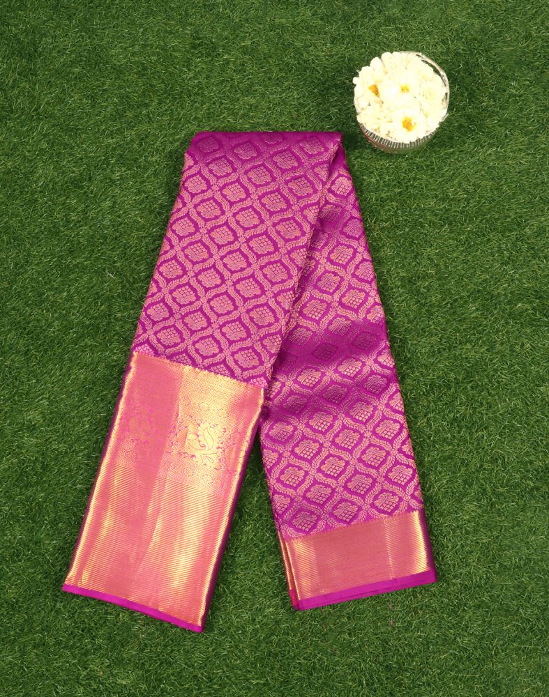 Pink Floral Pure Kanchi Pattu Saree