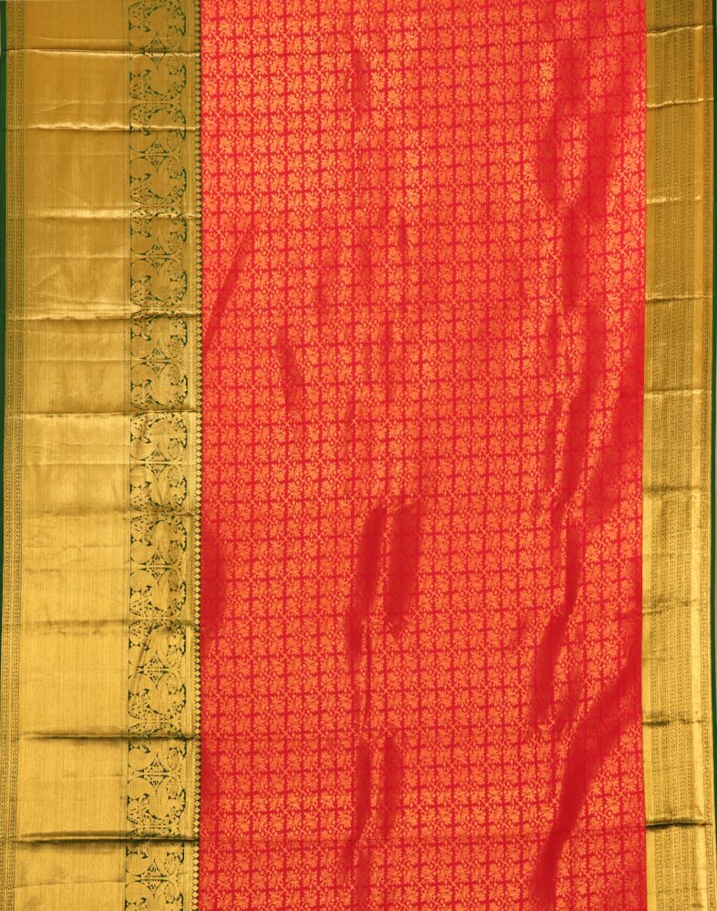 Red Floral Pure Kanchi Pattu Saree