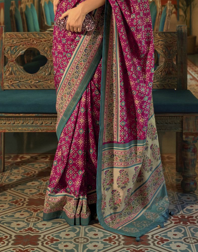 Magenta Ikat Print Smoothy Patola Saree