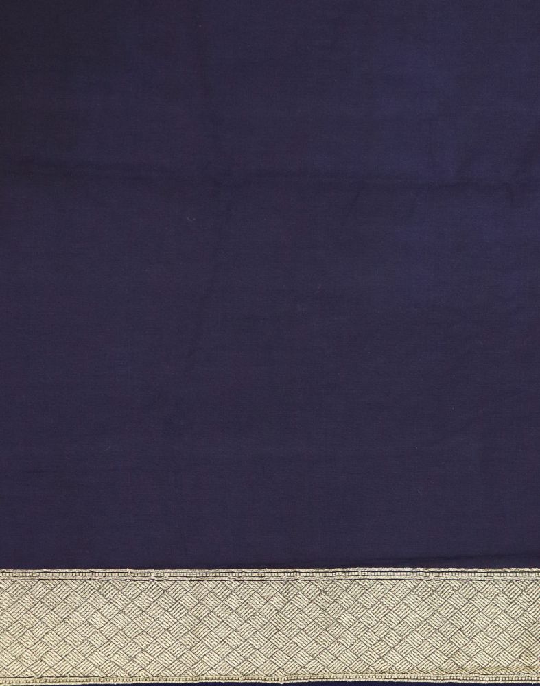 Navy Blue Coloured Weave Semi Georgette Saree