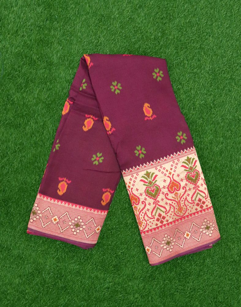 Maroon Paisley Weave Chiniya Silk Saree