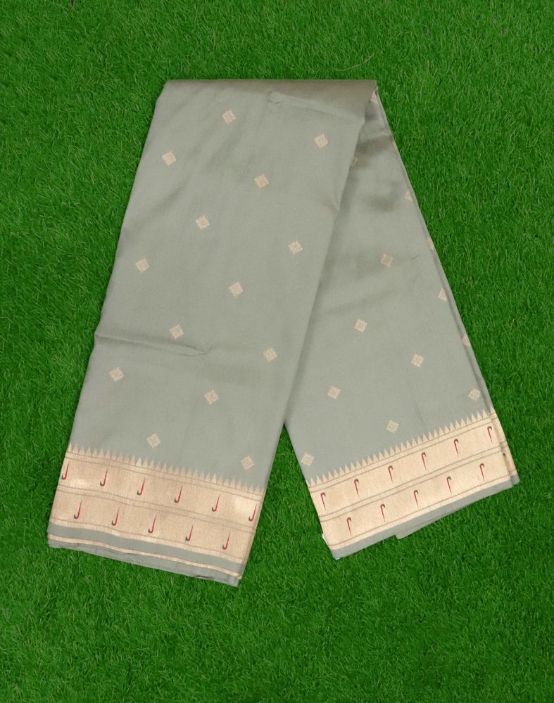 Grey Butta Banaras Fancy Saree