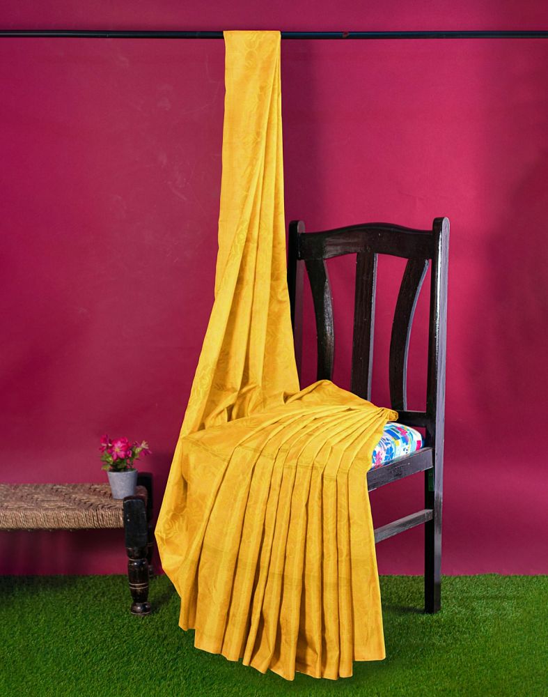 Yellow Floral Zari Coimbatore Pattu Saree
