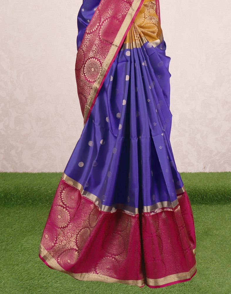 Light Weight Coimbatore Pattu Royal Blue Colour Ganga Jamuna Border Saree