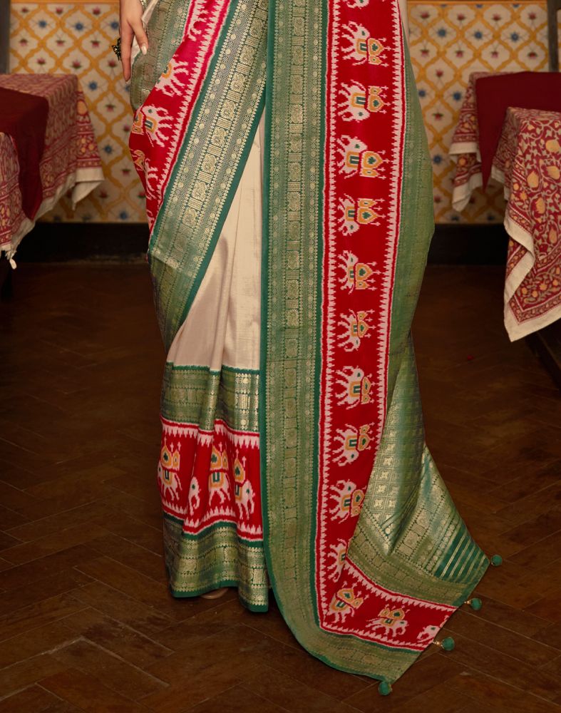 Light Cream Coloured Patola Saree