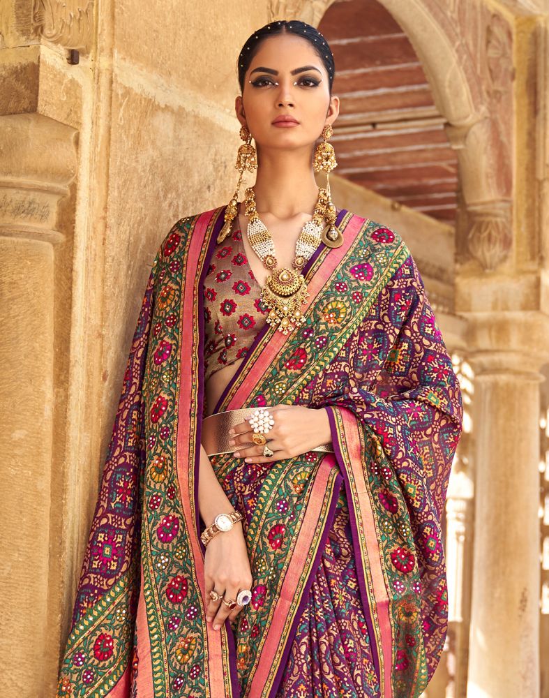 Purple Coloured Woven Patola Saree