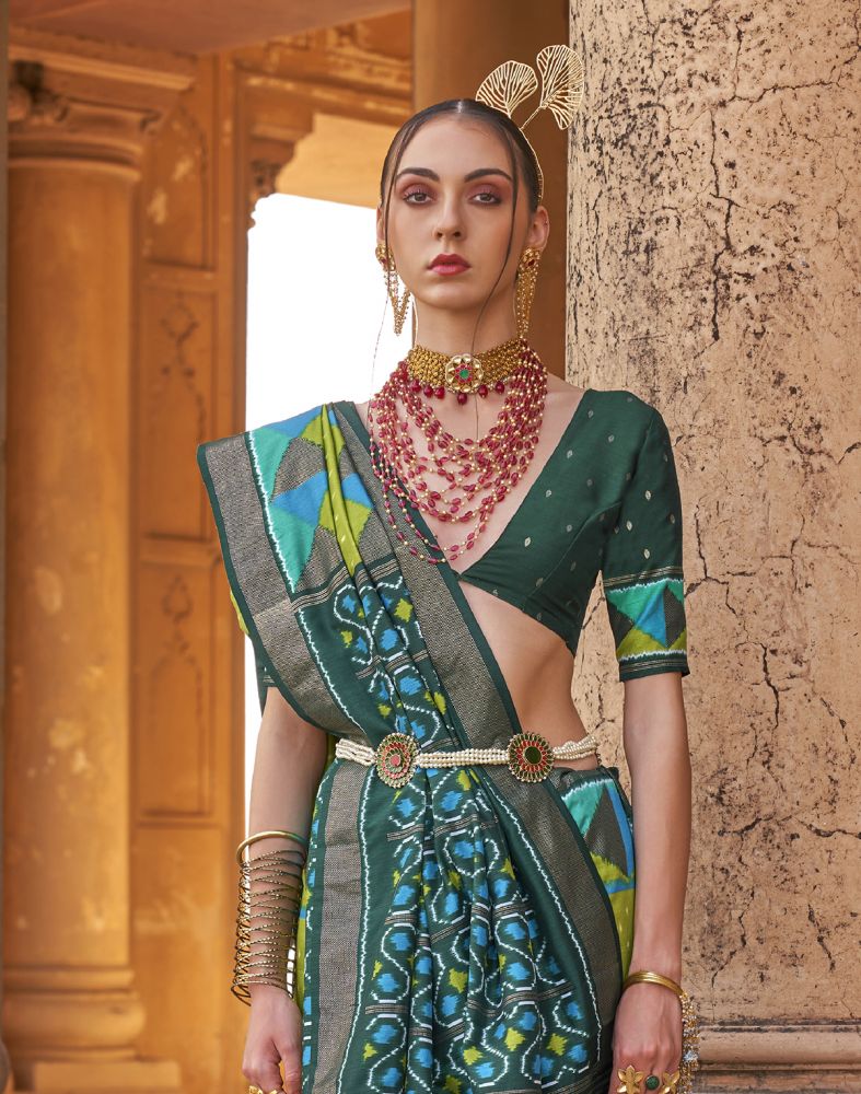 Parrot Green Butta Patola Fancy Saree