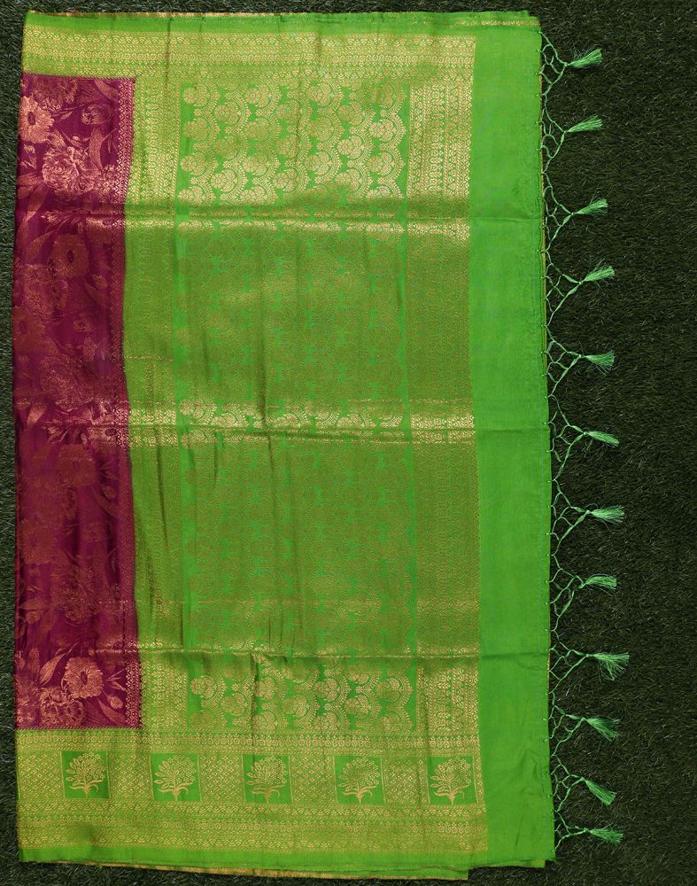 Maroon Colour Floral Zari Soft Silk Saree