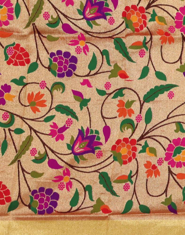 Violet Chikankari Work Georgette Saree With Paithani Border And Blouse Piece
