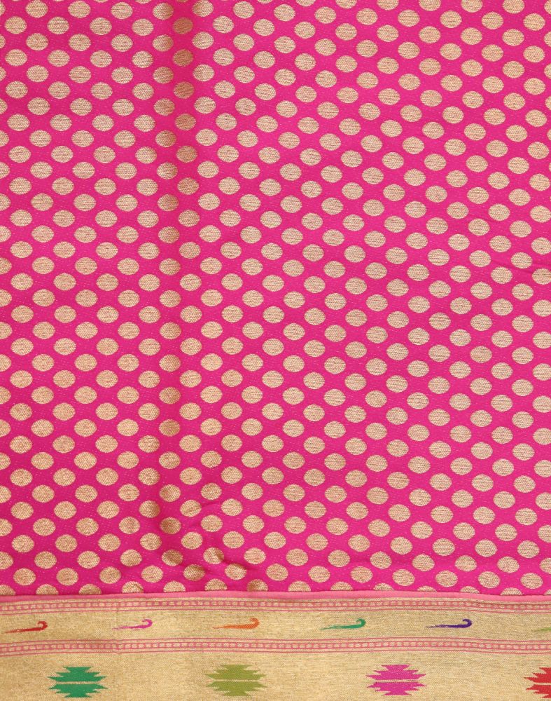 Gold Colour Birds Design Weave Silk Saree