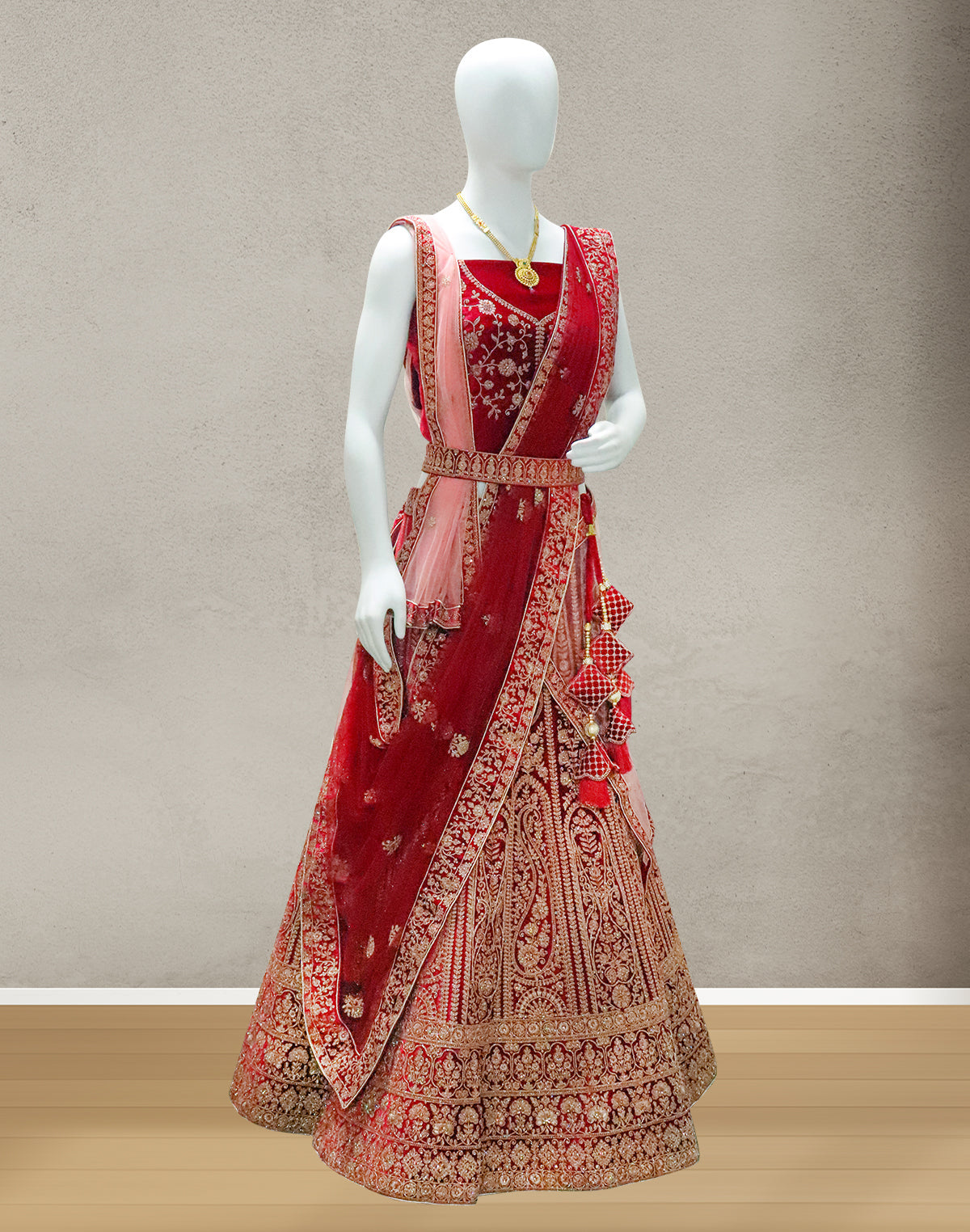 Designer all over beautiful Zardosi work Velvet Half Saree with Belt