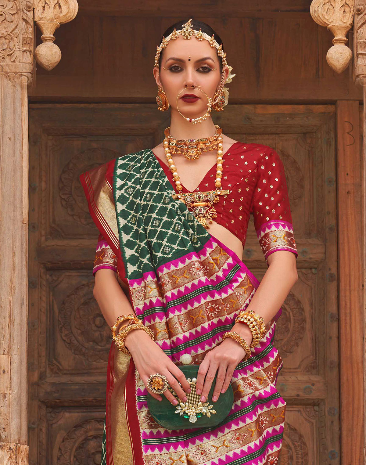 Orange Coloured Dola Silk Saree with work Blouse