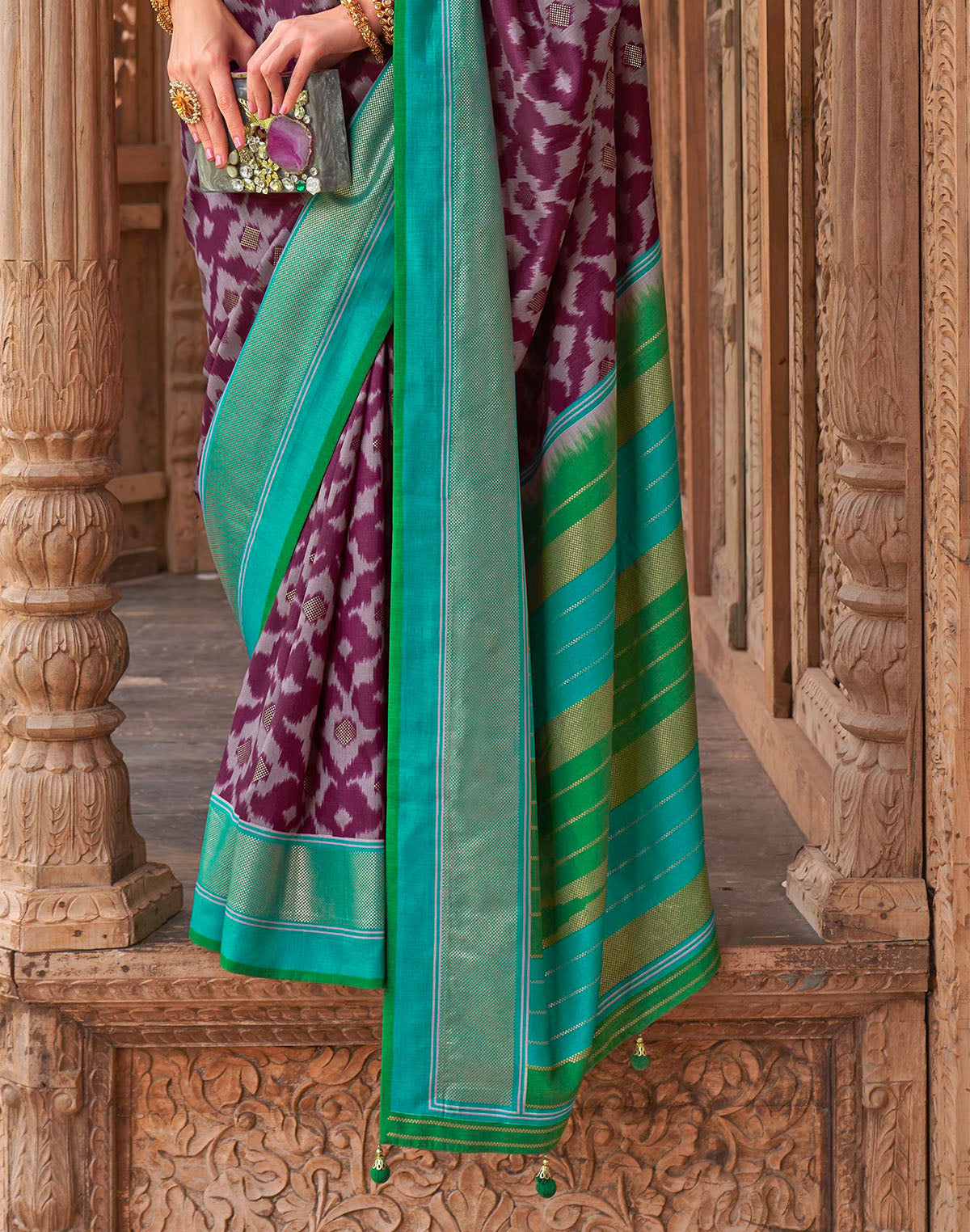 Mauve Purple Soft Patola Silk Saree