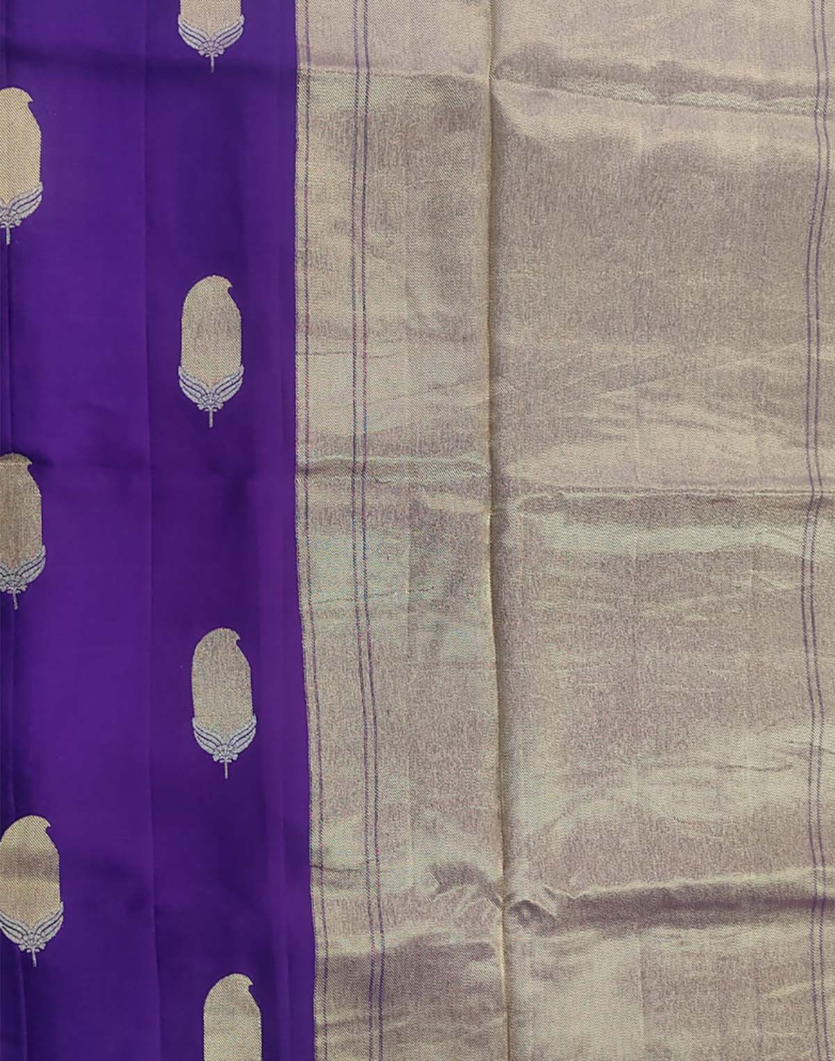 Violet Floral Banaras Fancy Self Saree