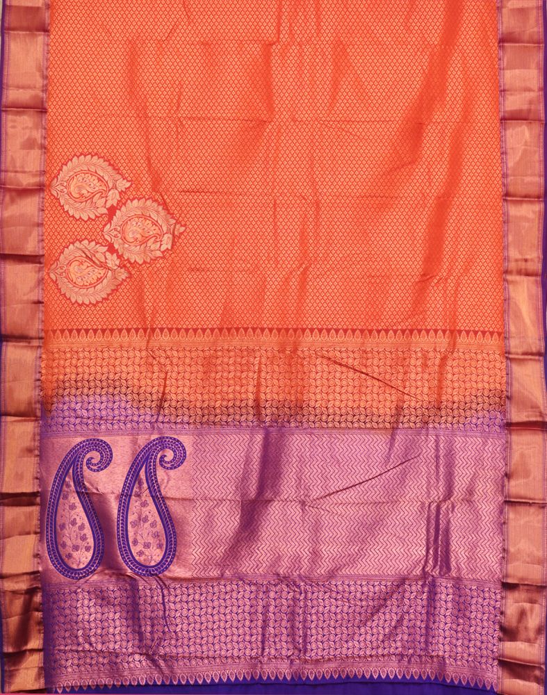 Orange Coloured Brocade Silk Saree