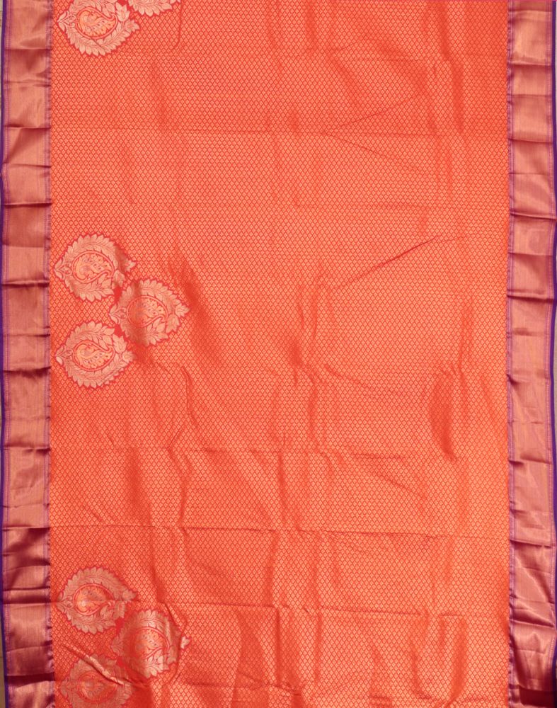 Orange Coloured Brocade Silk Saree