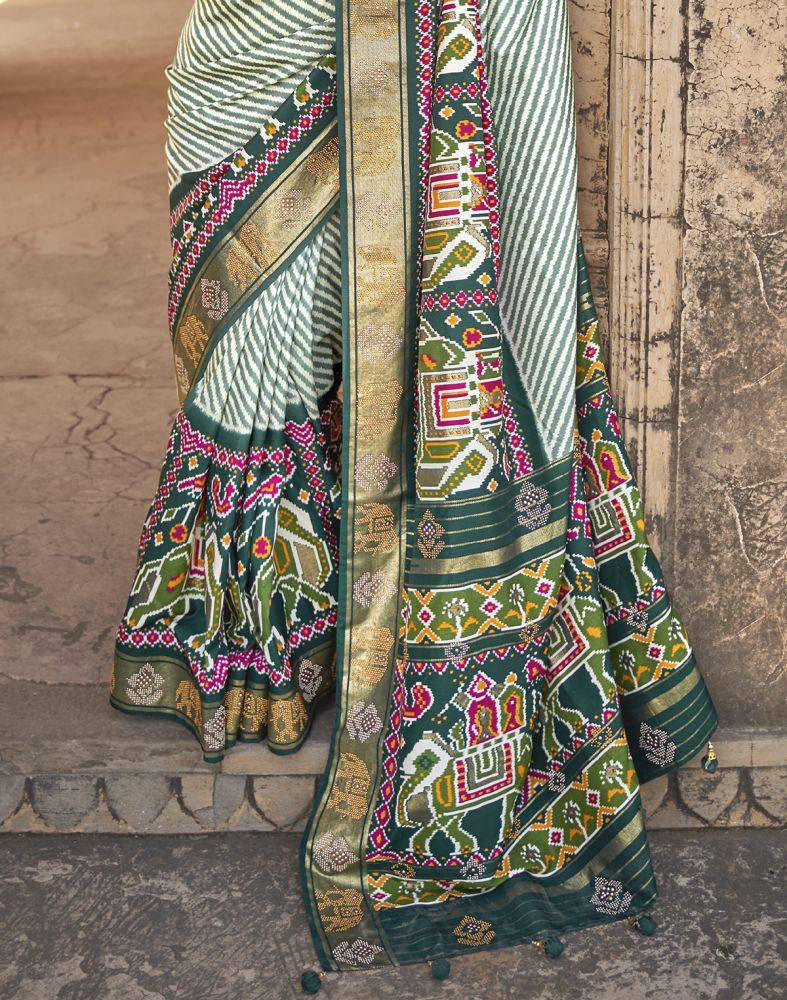 Green Stripes Soft Patola Fabric Saree