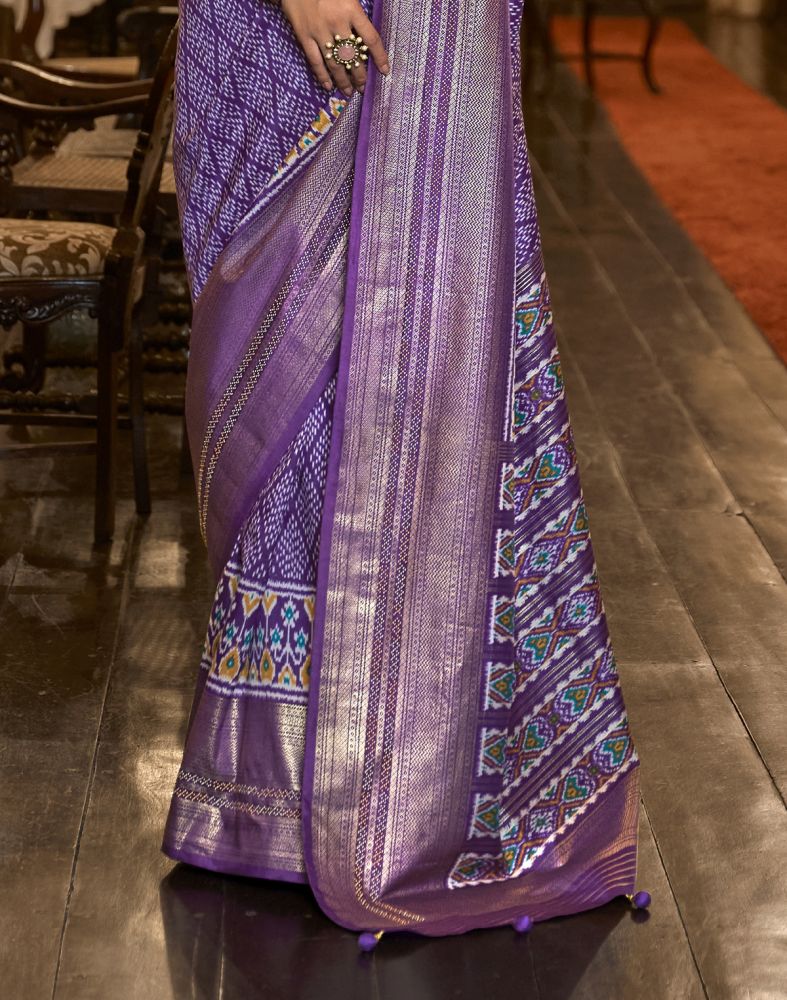 Purple Geometric Print Param Patola Saree