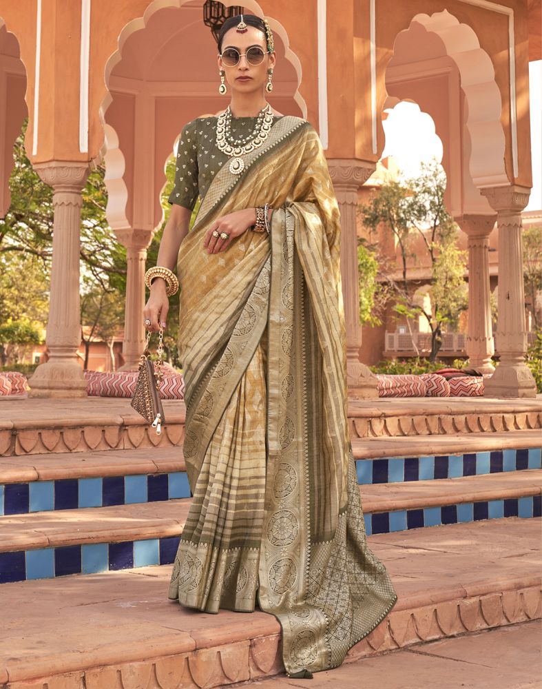 Mustard Yellow Geometric Soft Patola Silk Saree