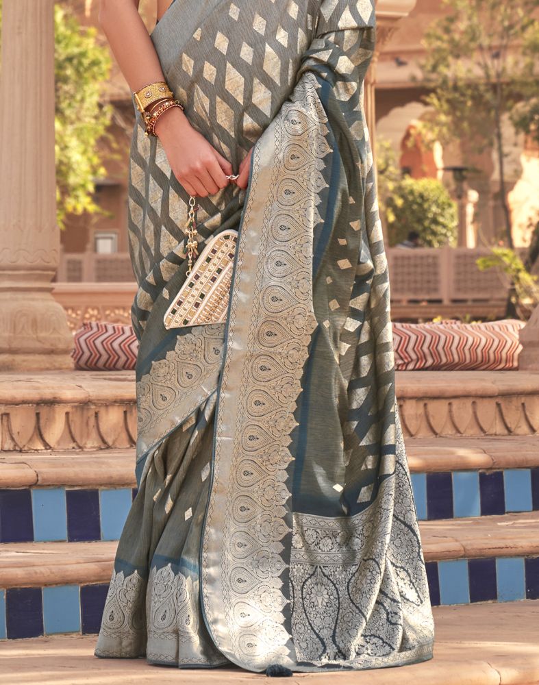 Fashionable Grey Coloured Patola Silk Saree