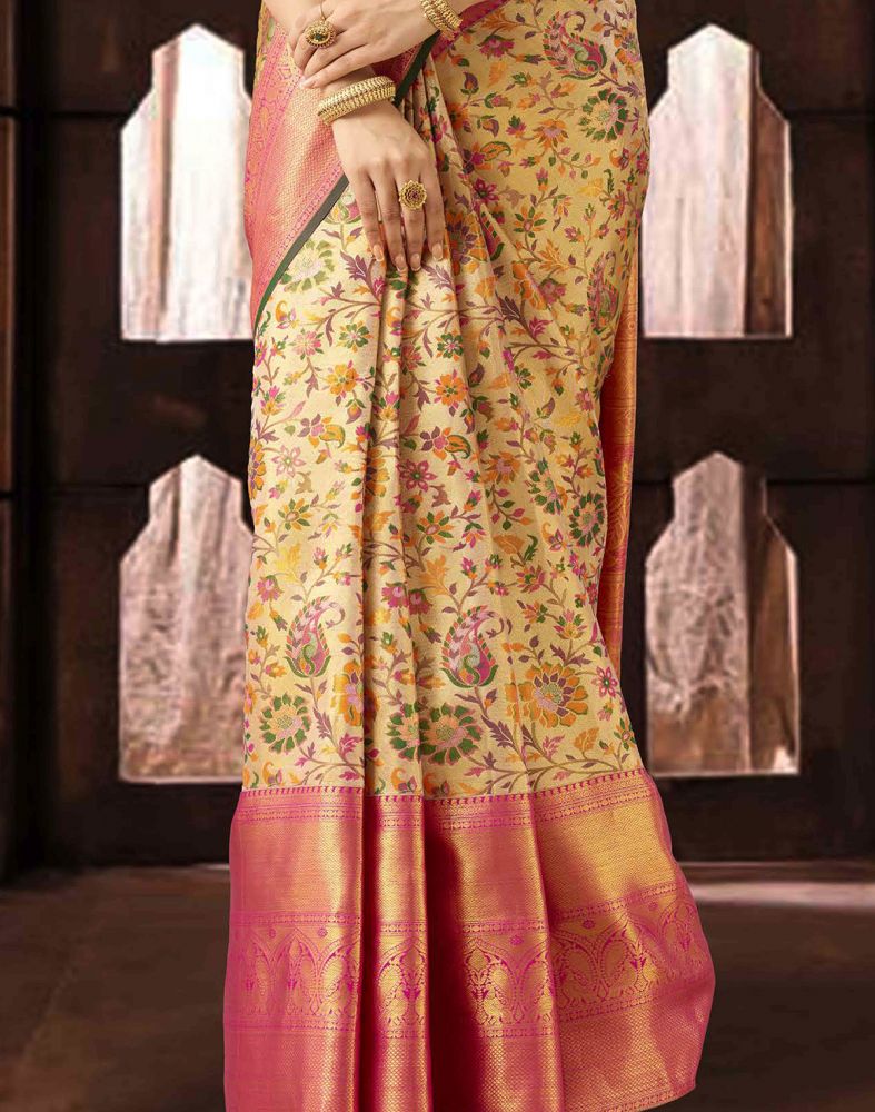 Luxurious Floral Weave Pure Kanchi Tissue Saree