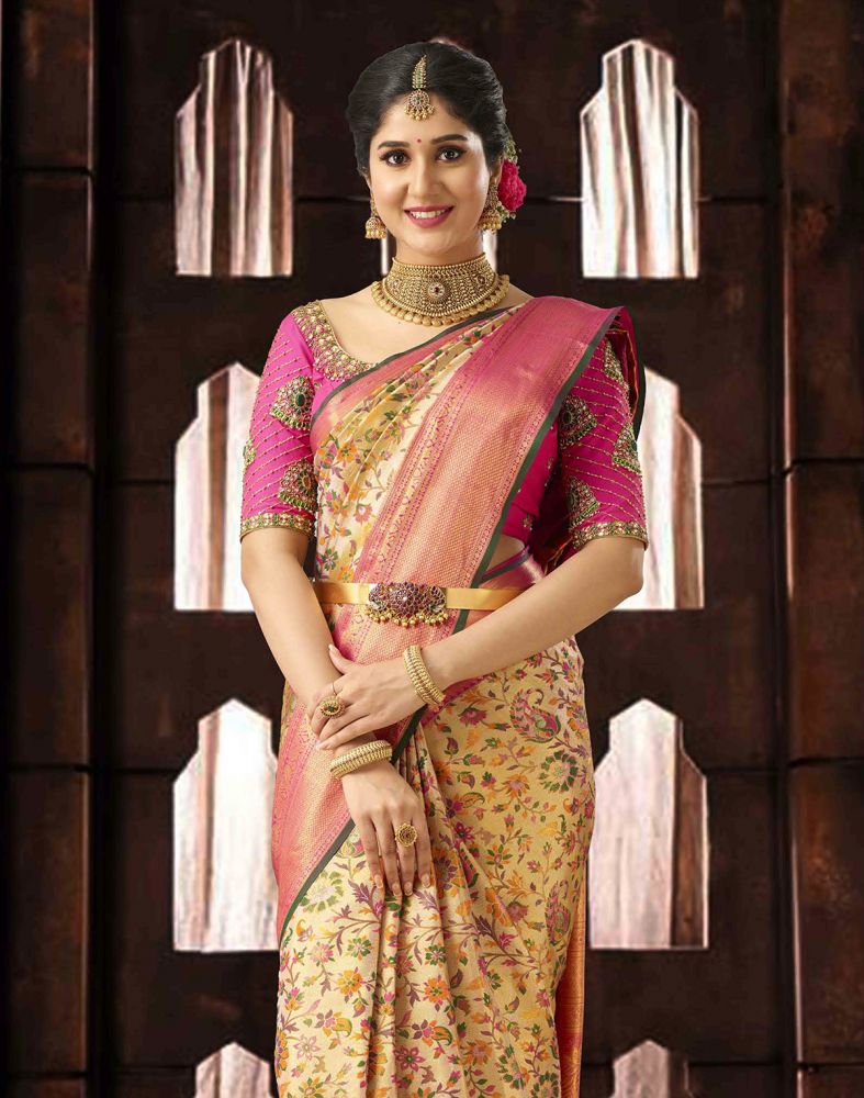 Luxurious Floral Weave Pure Kanchi Tissue Saree