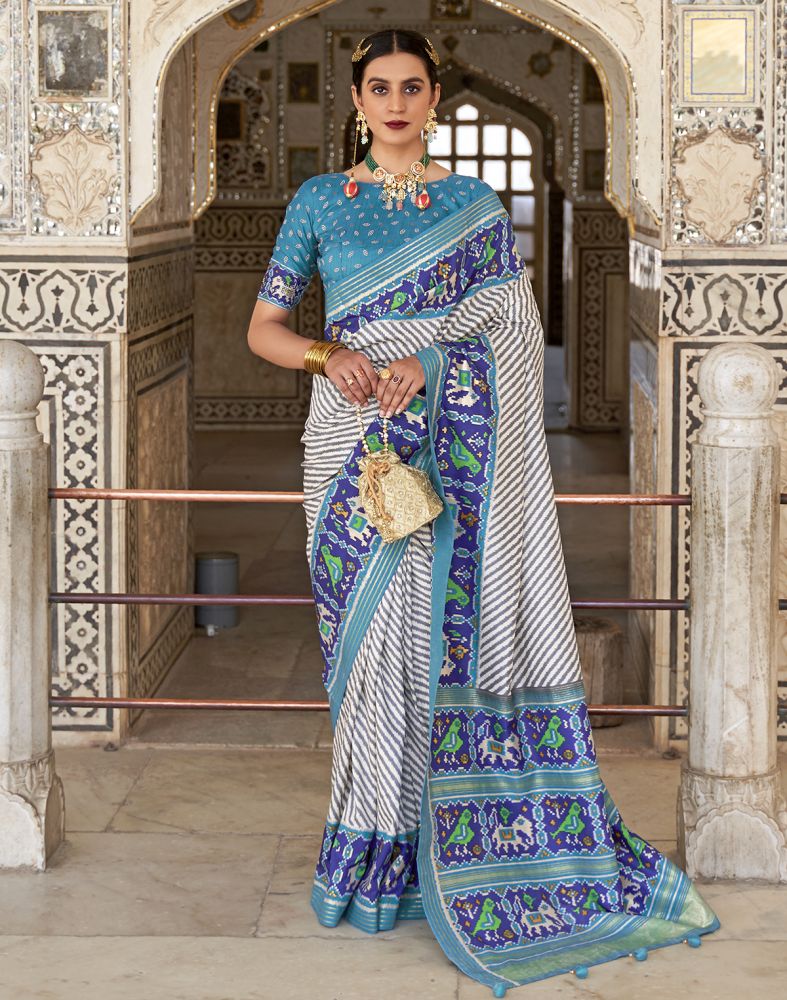 Grey Patola All Over Weaving Saree