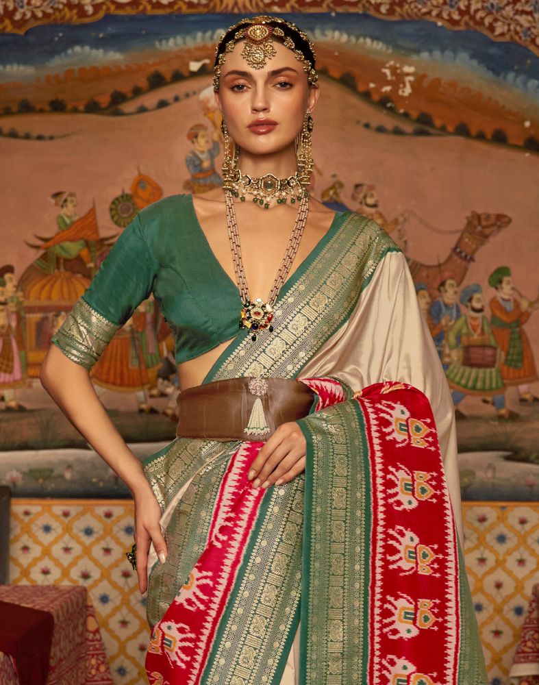 Light Cream Coloured Patola Saree