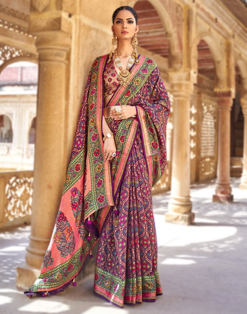 Purple Coloured Woven Patola Saree