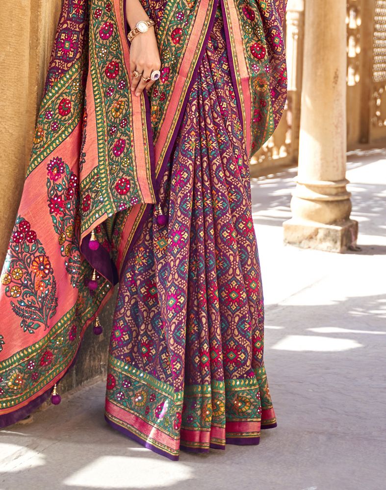 Purple Coloured Woven Patola Saree