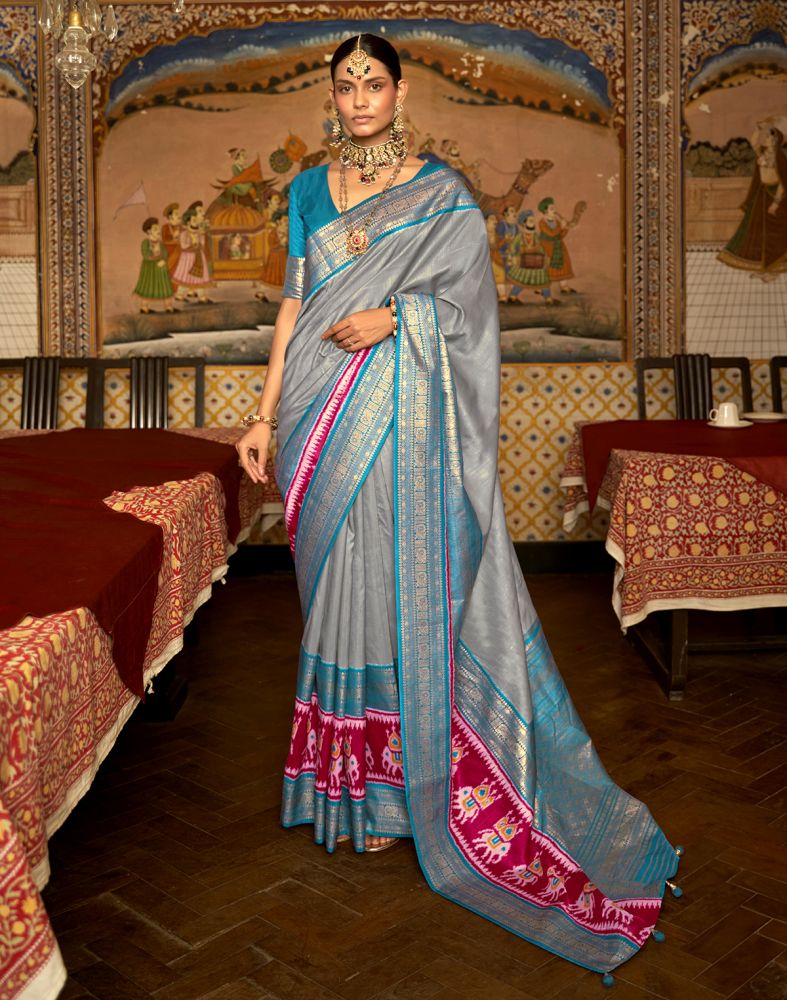 Patola Grey Coloured Saree