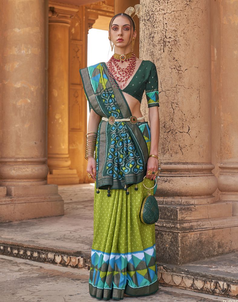 Parrot Green Butta Patola Fancy Saree